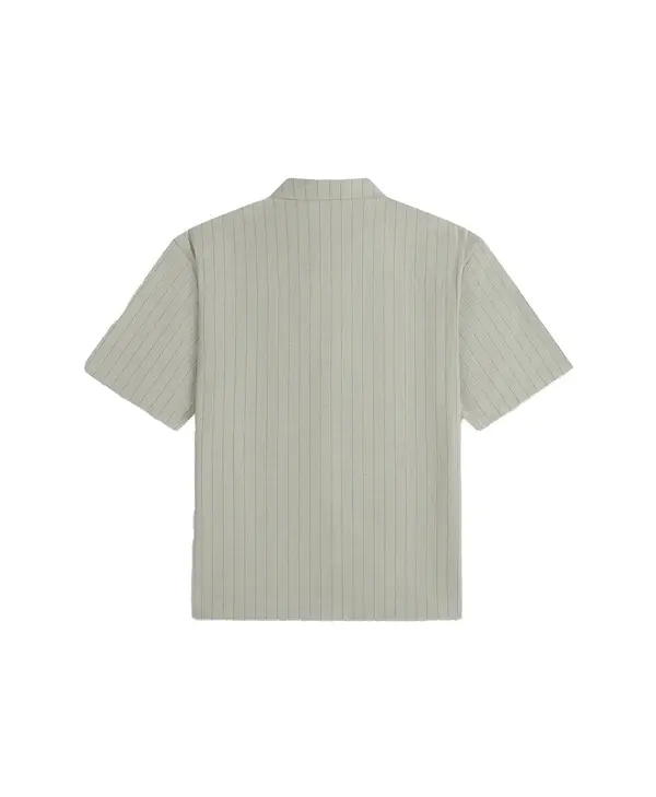 Green Stripe Script Short Sleeve Shirt 2 Image