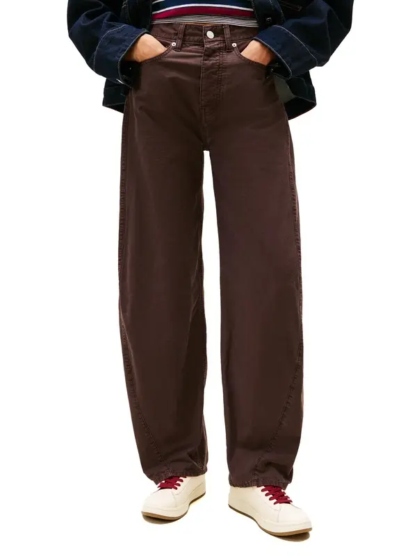 Mid Rise Wide Barrel Leg Trousers 2 Image