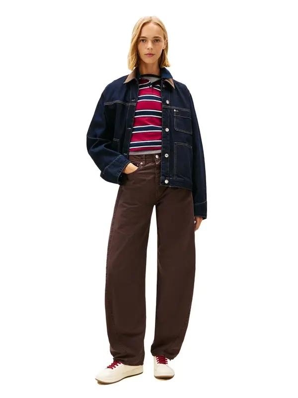 Mid Rise Wide Barrel Leg Trousers 3 Image