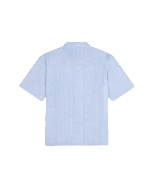 Blue Stripe Script Short Sleeve Shirt 2 Image