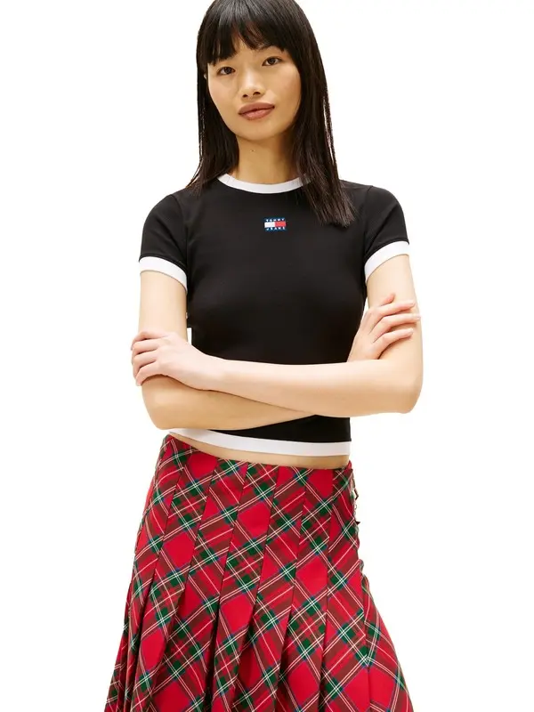 Tommy Badge Ribbed Slim T-Shirt 2 Image