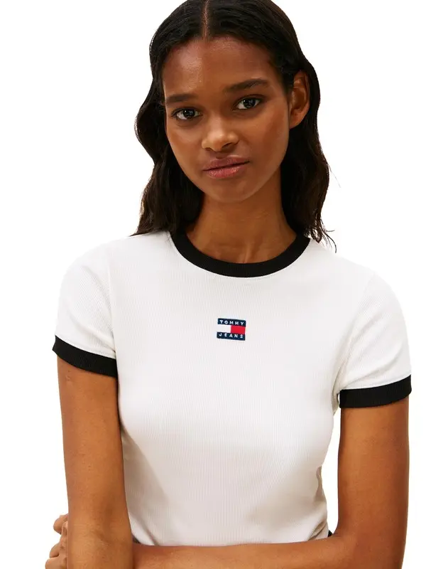 Tommy Badge Ribbed Slim T-Shirt 1 Image