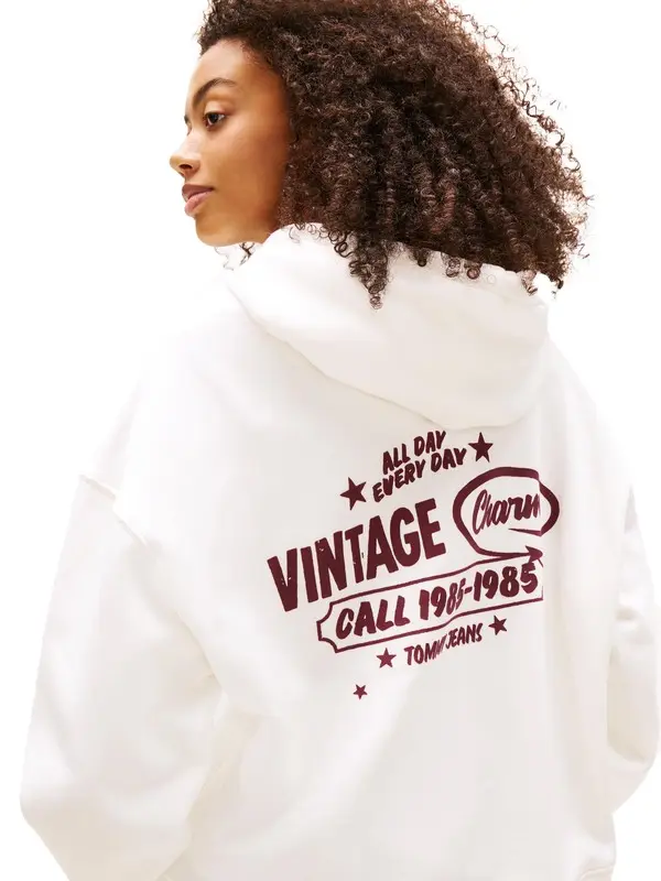 Realxed Fit Short Hoodie with Back Graphics 1 Image