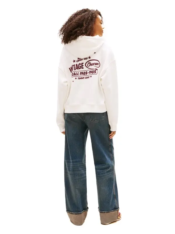 Realxed Fit Short Hoodie with Back Graphics 2 Image