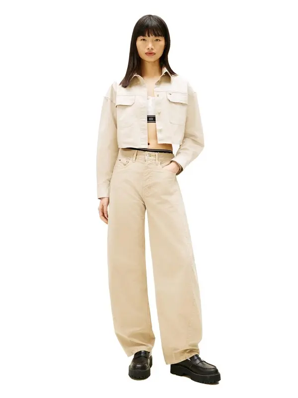 Oversized Fit Twill Cropped Utility Shirt 2 Image