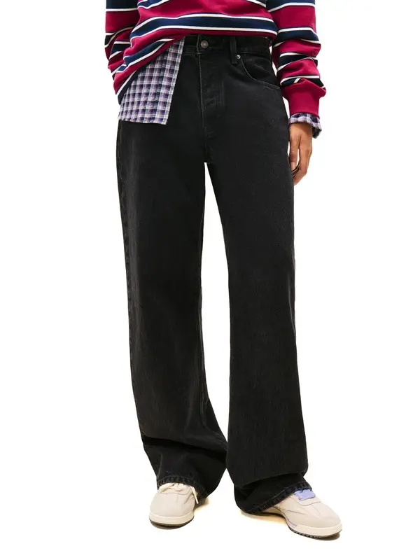 Mia Mid Rise Relaxed Straight Leg Black Jeans 4 Image
