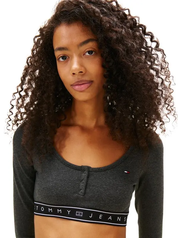 Long Sleeve Slim Crop Top 1 Image