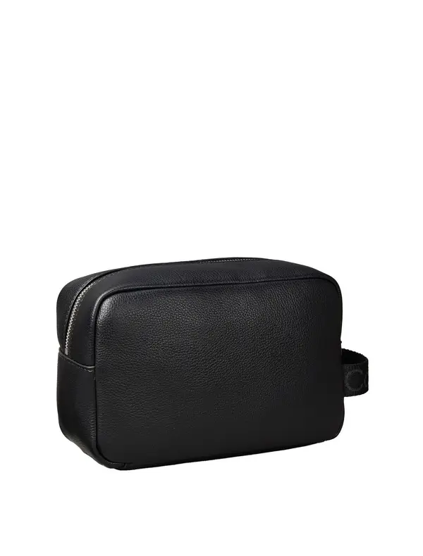 Leather Zipped Washbag with Handle Strap 2 Image