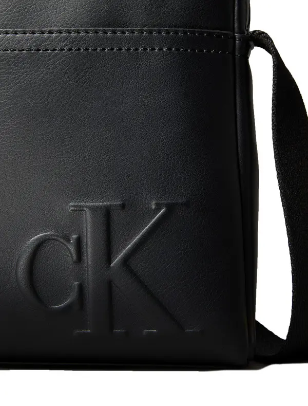 Smooth Leather Crossbody Bag with Embossed Logo 1 Image