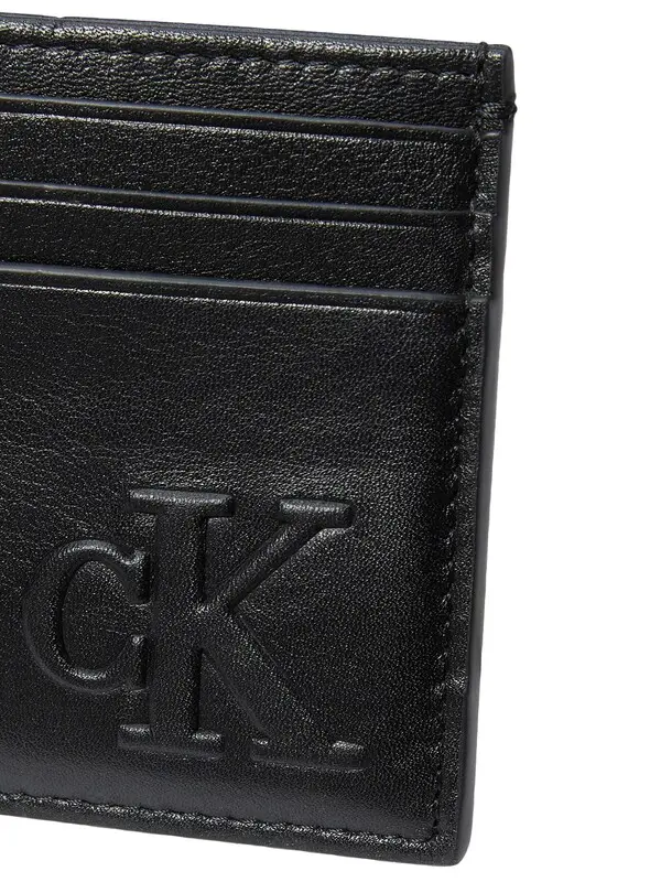 Embossed Logo Smooth Leather Card Holder 1 Image