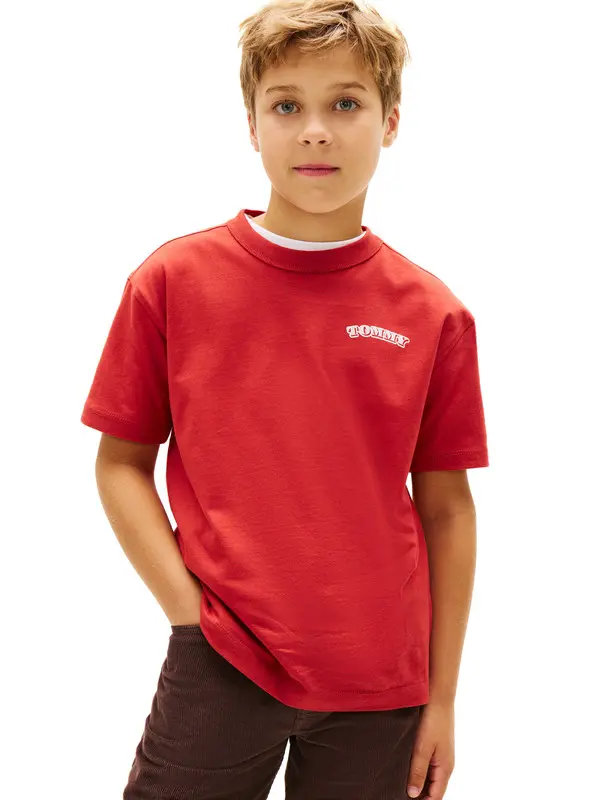 Kids Boys Textured Back Logo Jersey T-Shirt 2 Image