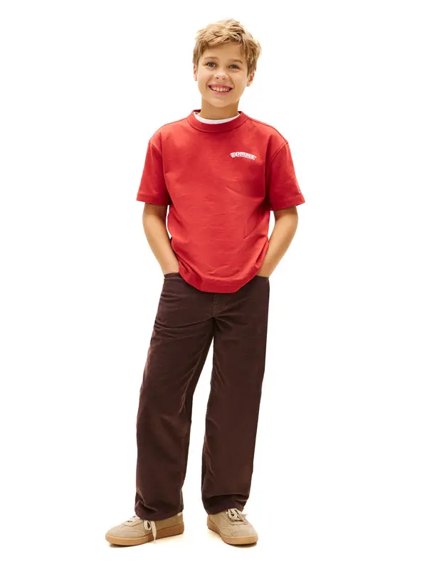 Kids Boys Textured Back Logo Jersey T-Shirt 3 Image