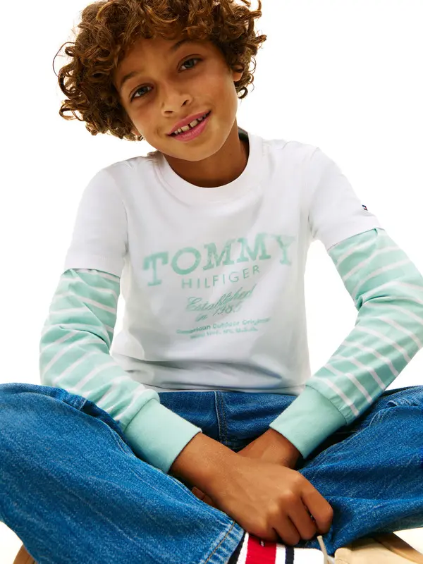 Kids Boys Tommy Faded Print Short Sleeve T-Shirt 1 Image