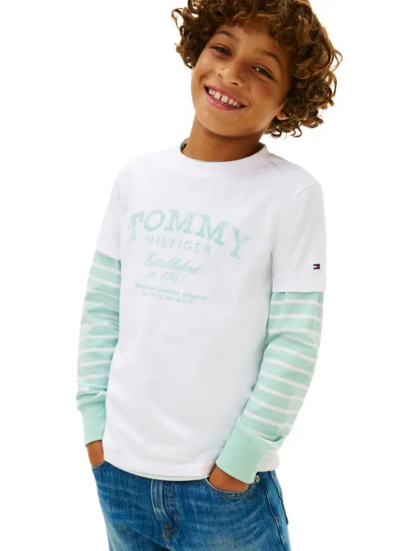 Kids Boys Tommy Faded Print Short Sleeve T-Shirt 2 Image