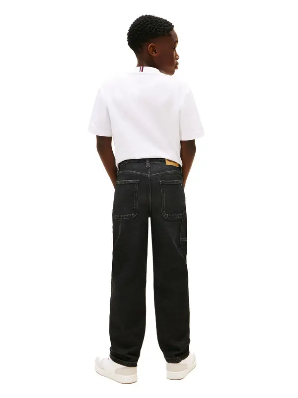 Relaxed Fit Adjustable Waist Cotton Jeans 2 Image