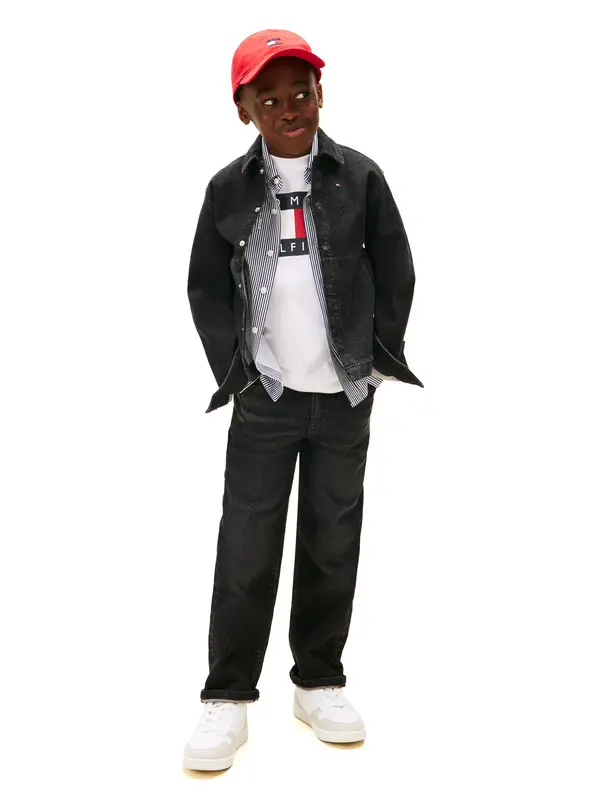 Relaxed Fit Adjustable Waist Cotton Jeans 3 Image