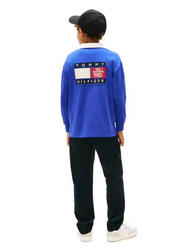 Logo Embroidery Long Sleeve Polo Shirt 4 Image