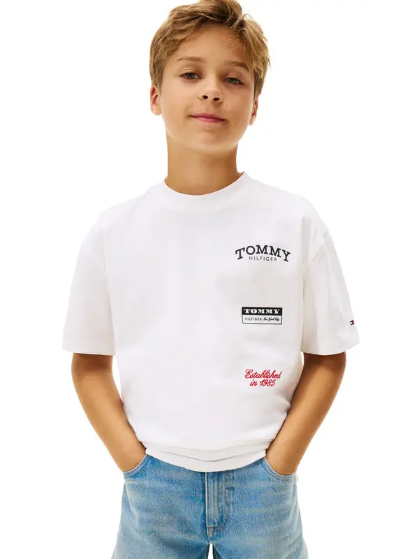 Kids Boys Back Multi Logo Print Jersey T-Shirt 2 Image