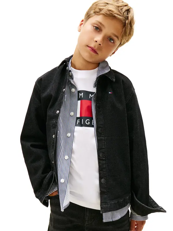 Denim Jacket with Back Logo Prints 2 Image