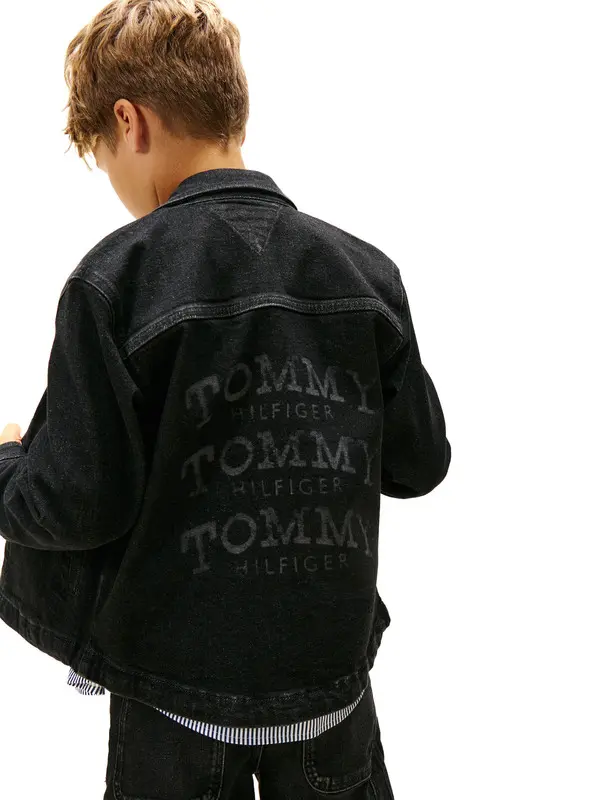 Denim Jacket with Back Logo Prints 3 Image