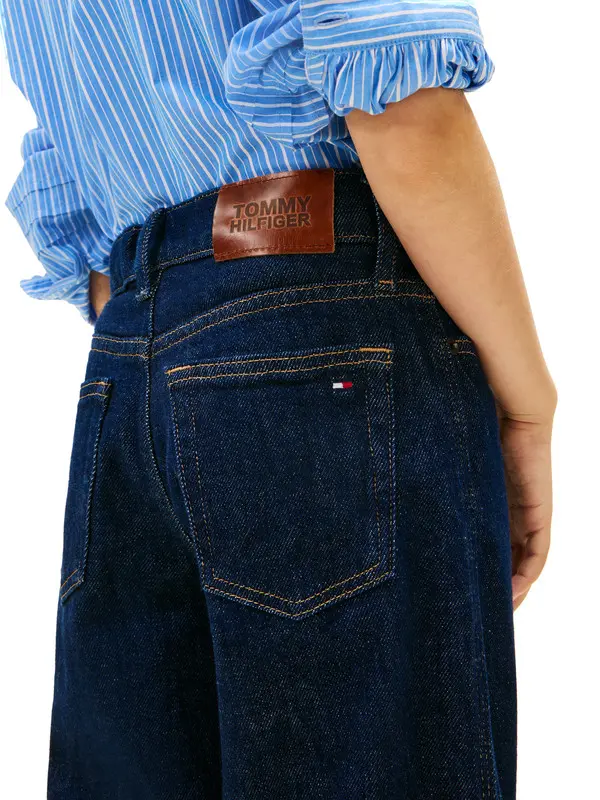 Kids Girls Mabel Flag Embroidery Wide Leg Jeans 2 Image