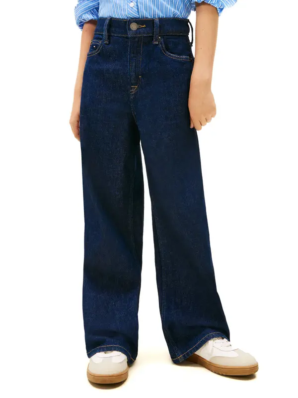 Kids Girls Mabel Flag Embroidery Wide Leg Jeans 3 Image