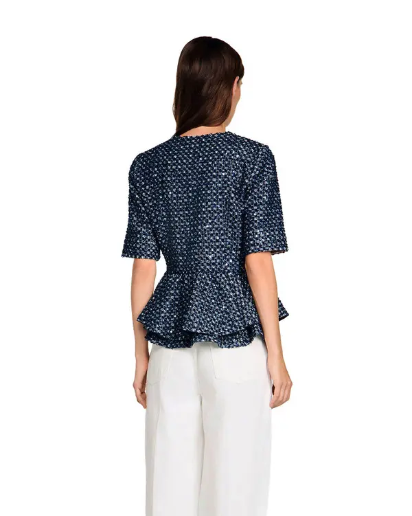 Press-stud Sequinned V-neck Top 2 Image