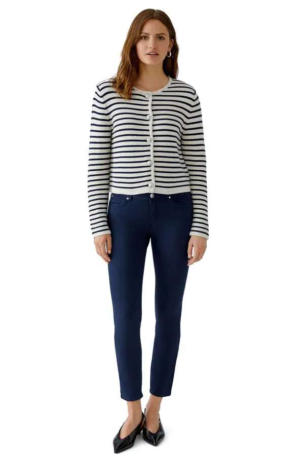 Striped Knit Long Sleeves Cardigan 1 Image