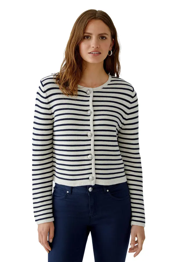 Striped Knit Long Sleeves Cardigan 2 Image
