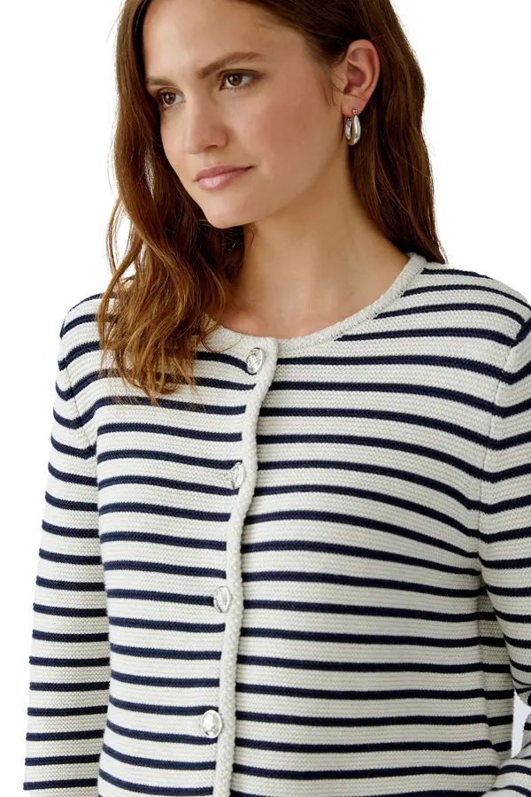 Striped Knit Long Sleeves Cardigan 3 Image