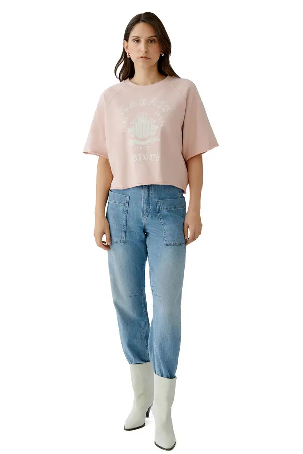 Oversized Cotton Cropped Short Sleeve T-shirt  2 Image