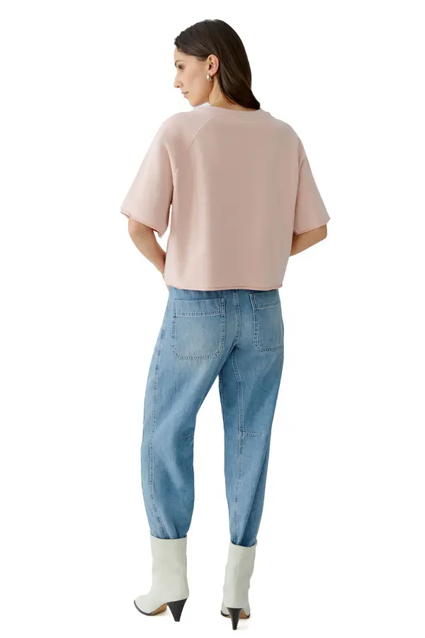 Oversized Cotton Cropped Short Sleeve T-shirt  3 Image