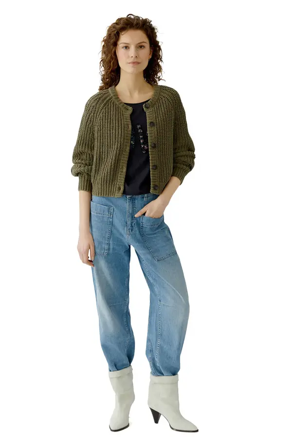 Rib Knitted Long Sleeve Round Neck Short Cardigan 2 Image