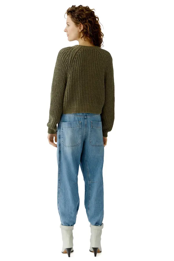 Rib Knitted Long Sleeve Round Neck Short Cardigan 3 Image