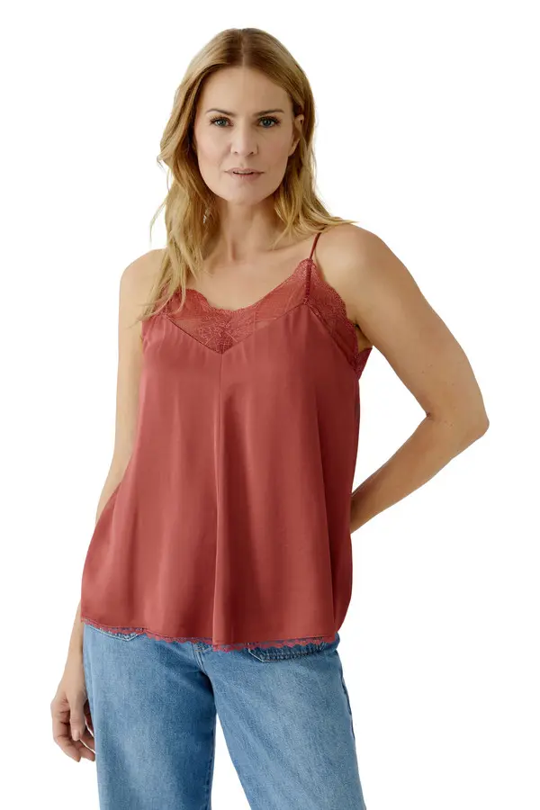 Deep V-neck Satin Camisole Top 1 Image