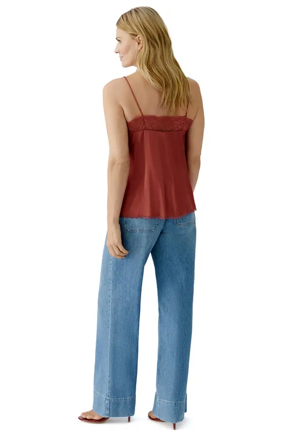 Deep V-neck Satin Camisole Top 3 Image