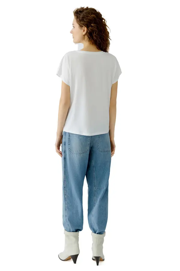 Short Sleeves Crew Neck T-shirt with Dropped Shoulders 4 Image