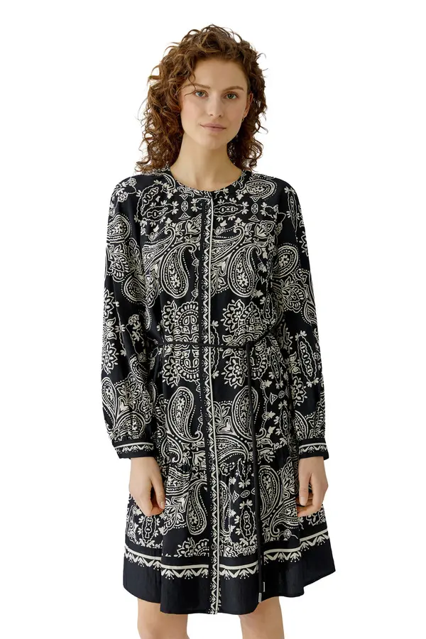 Paisley Printed Viscose Long Sleeve Dress 1 Image