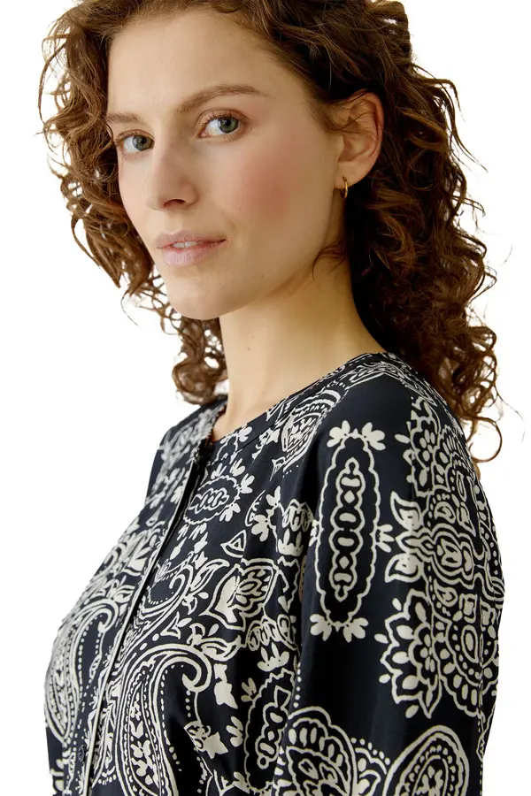 Paisley Printed Viscose Long Sleeve Dress 2 Image