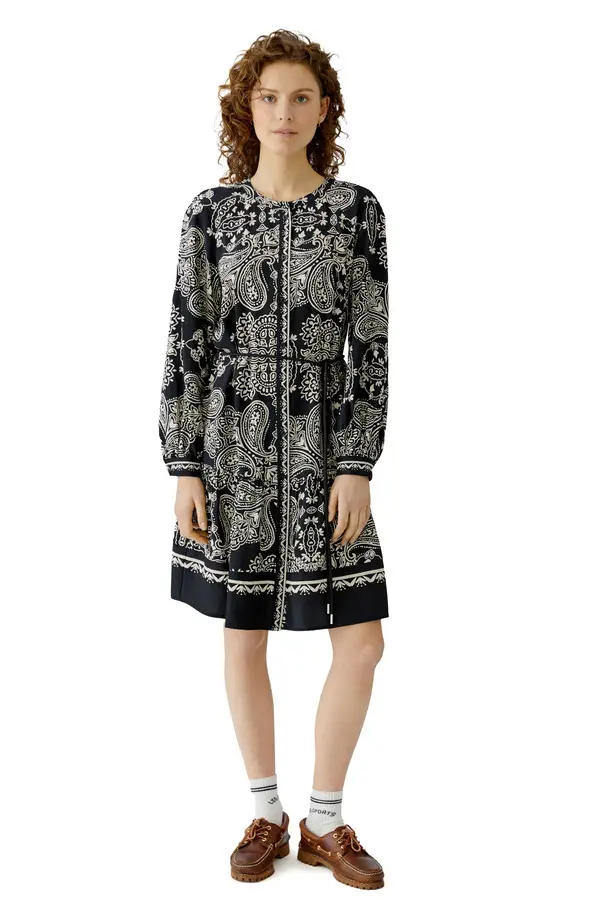 Paisley Printed Viscose Long Sleeve Dress 3 Image