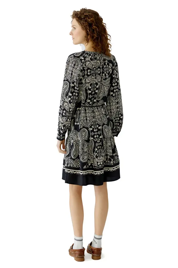 Paisley Printed Viscose Long Sleeve Dress 4 Image