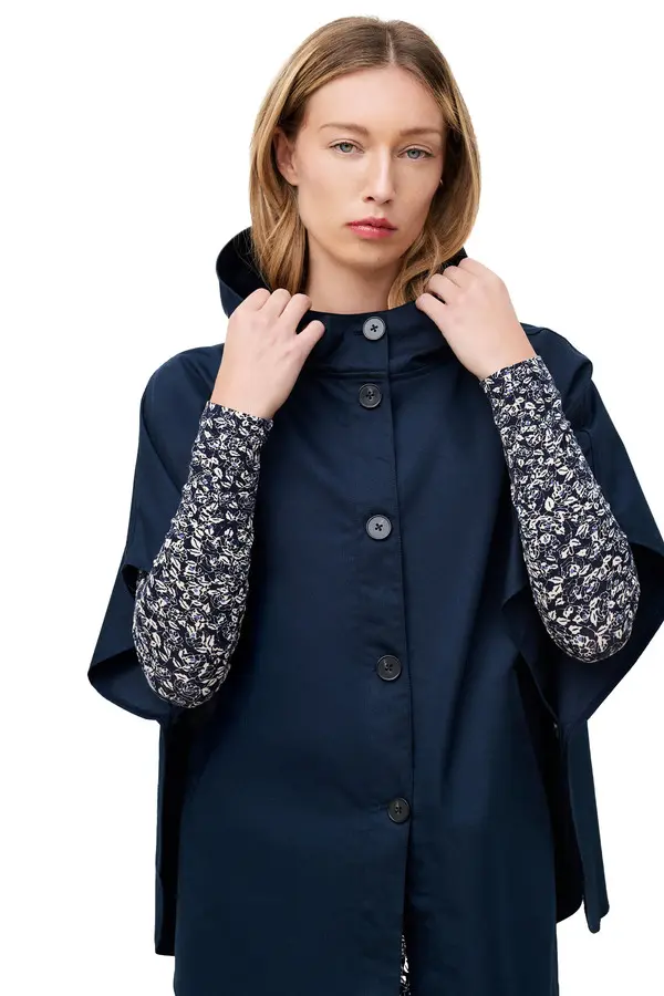 Hooded Poncho with Button Front 2 Image