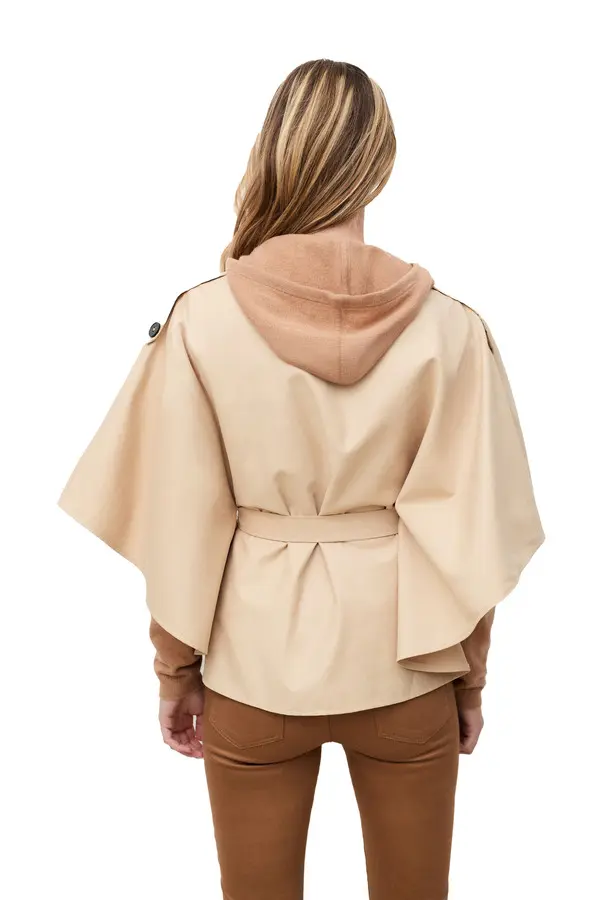 Belted Wide Sleeves Short Poncho 3 Image