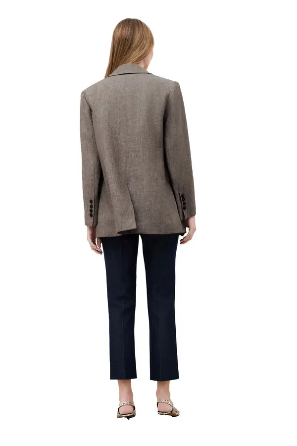 Single-Breasted Linen-Blend Blazer 1 Image