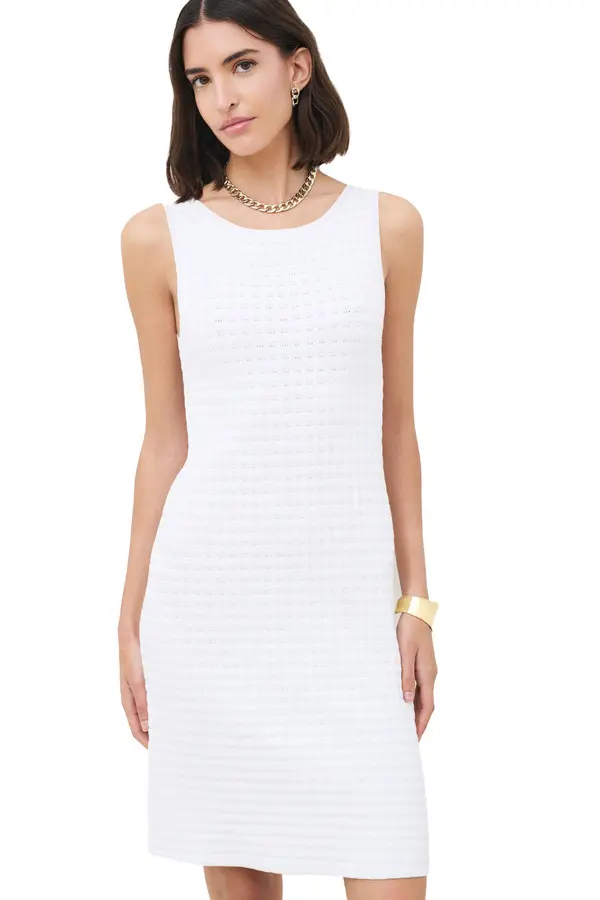 Sleeveless Textured Knit Short Dress 3 Image