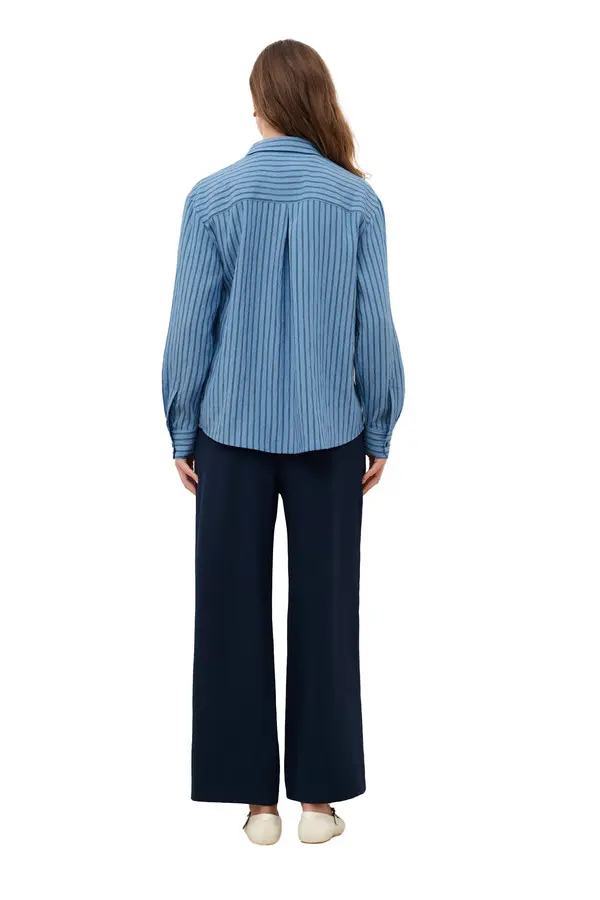 Straight Cut Pinstriped Organic Cotton Shirt 2 Image