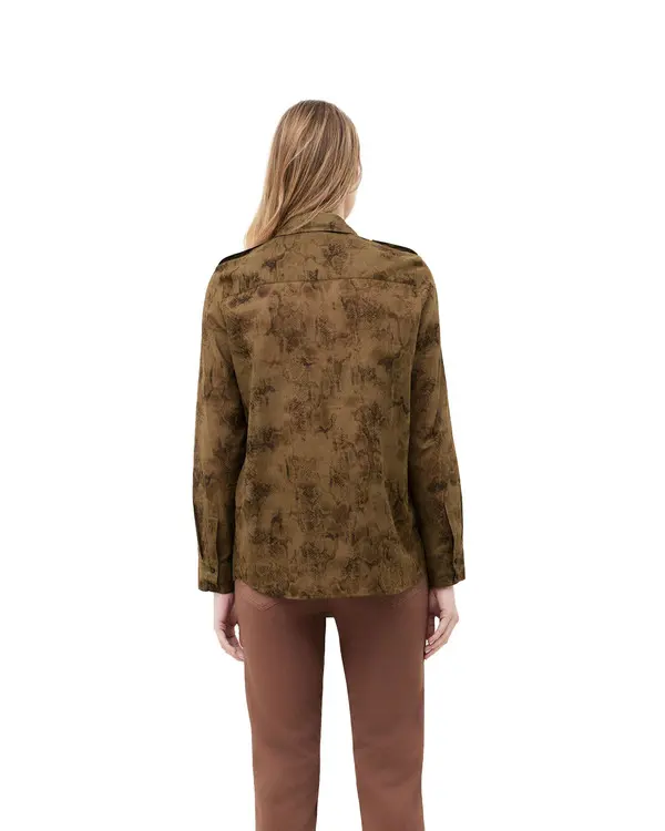 Animal Print Straight-Cut Long Sleeve Shirt 1 Image