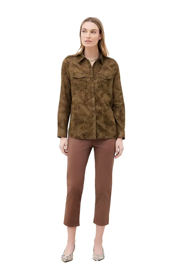 Animal Print Straight-Cut Long Sleeve Shirt 2 Image