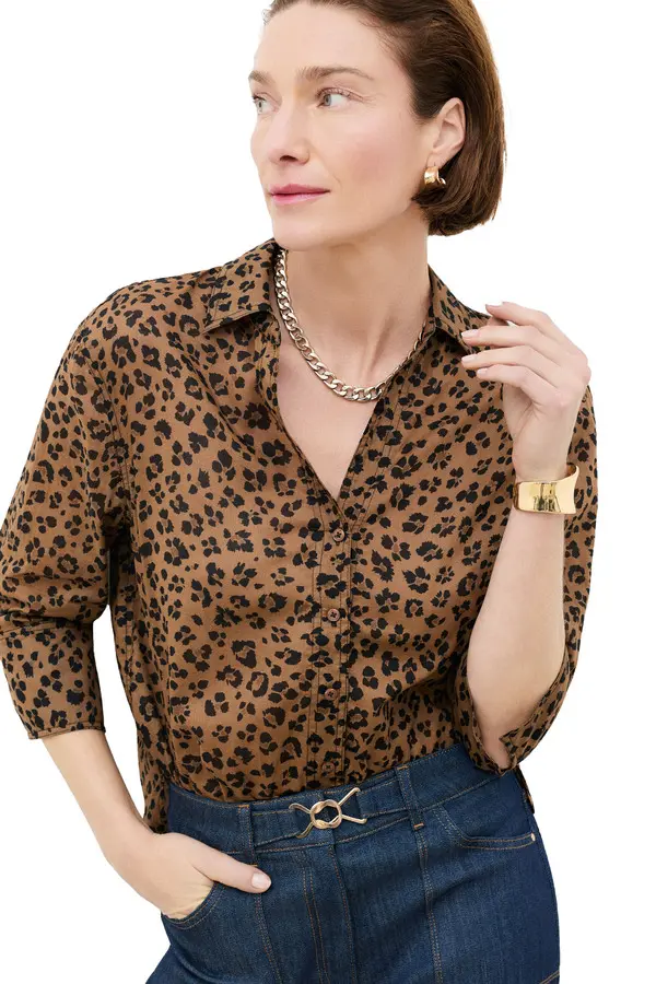 Relaxed Fit Cheetah Printed Long Sleeve Shirt 1 Image