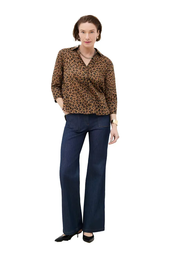 Relaxed Fit Cheetah Printed Long Sleeve Shirt 3 Image